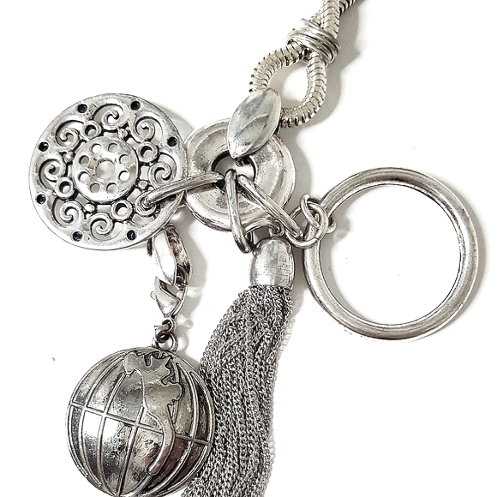 Fashion Long Silver Charm Necklace♡Tassel | Beads